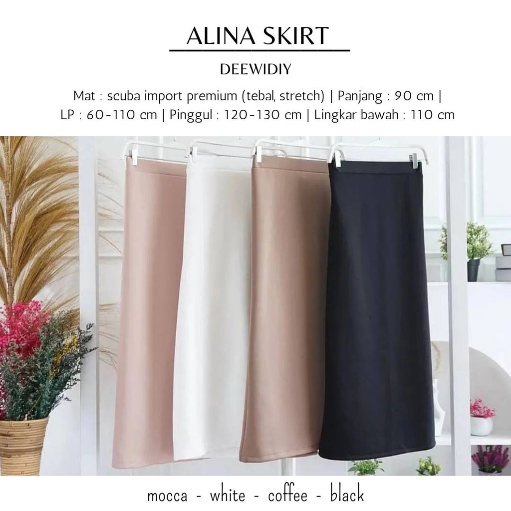 ROK KERJA PANJANG SCUBA PREMIUM UNTUK FORMAL DAN CASUAL - ALINA SKIRT DEEWIDIY