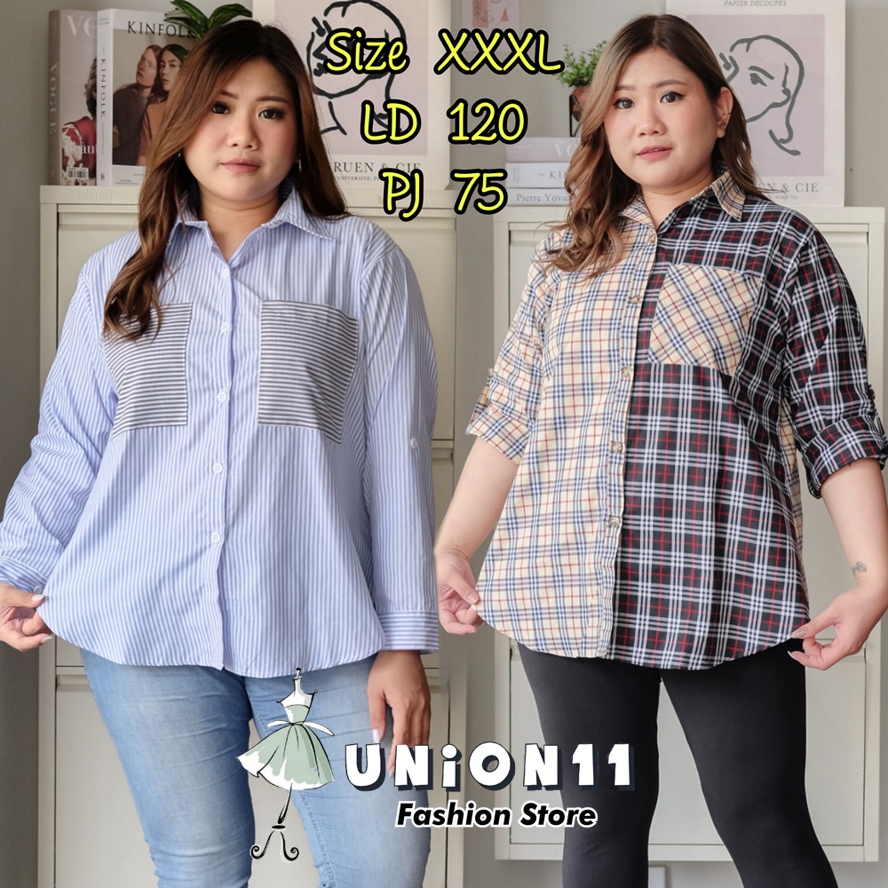 UNION11 - ATASAN WANITA JUMBO XXXL / BLOUSE JUMBO WANITA / ATASAN JUMBO WANITA LD 120 / KEMEJA JUMBO WANITA BB 80 KG VERSA