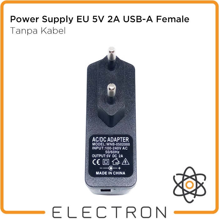 Power Supply EU 5V 2A USB-A Female Charger Adaptor DC Batok 5V2A PSU