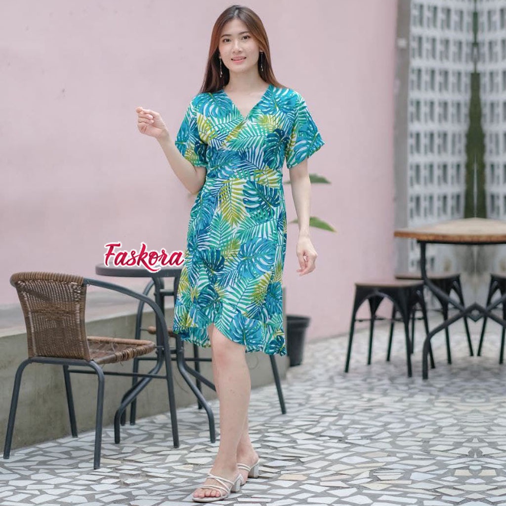 Dress Pendek Wanita Jumbo / Dress Kimono Pendek Wanita Palm / Dress Kimono Wanita