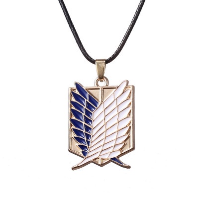 Kalung Dengan Liontin Logo Anime Attack on Titan Survey Corps