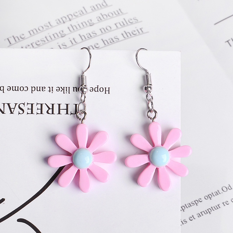 Anting Menjuntai Desain Bunga Matahari Daisy Bahan Akrilik Resin Gaya Korea Untuk Wanita