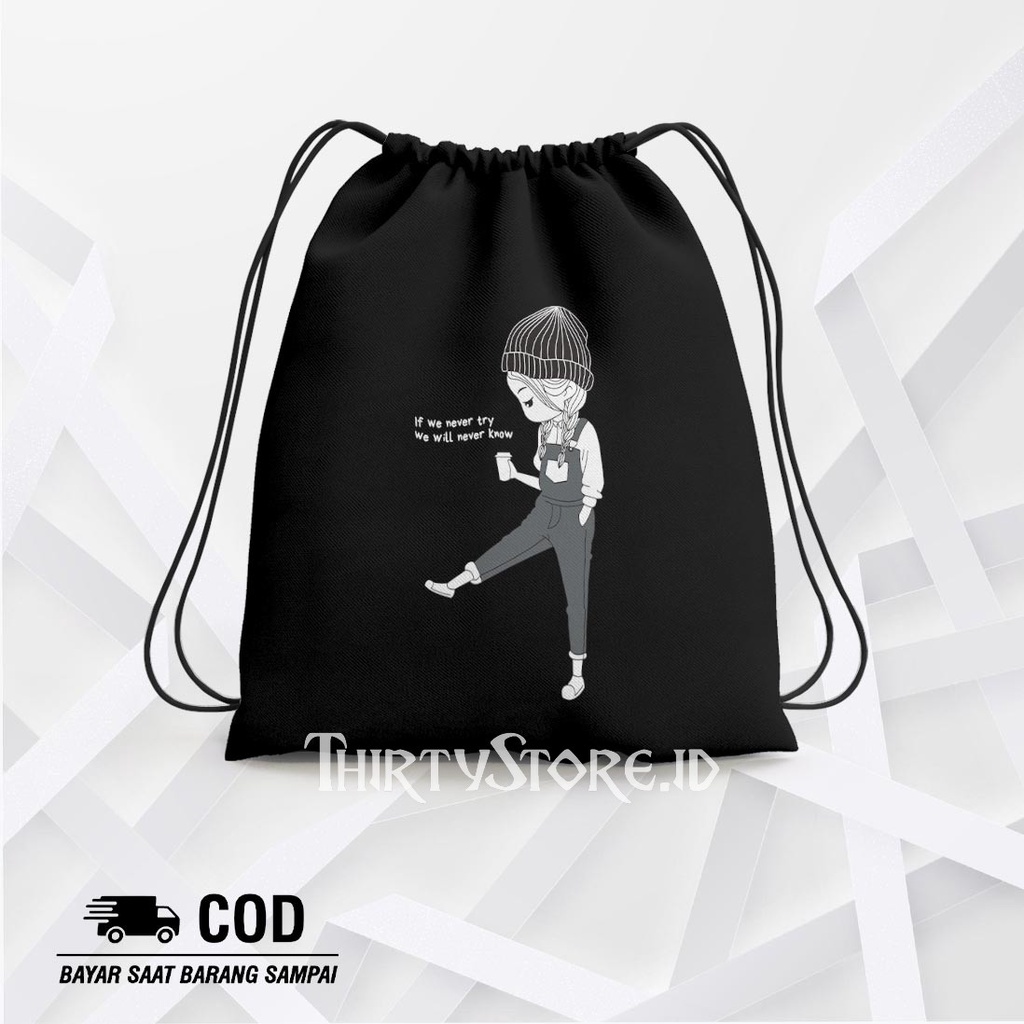Tas Serut String Bag We Try - Drawstring Bag Waterproof | Thirty Store.Id