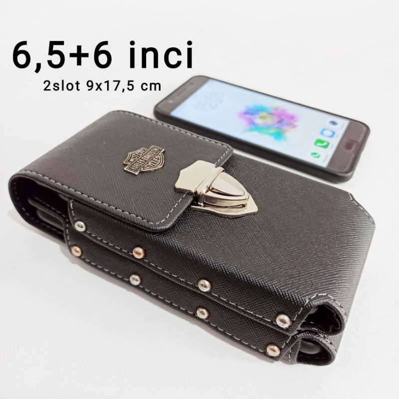 Sarung hp 6,5 inci Cover Handphone Jumbo Big Size Single Dan Double Slot Full Black HD