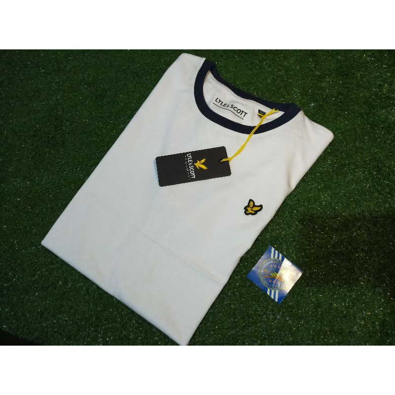T SHIRT RINGER LYLE&SCOTT ORIGINAL WHITE NAVY