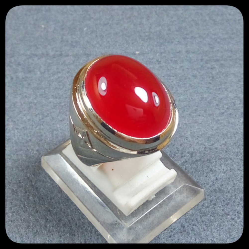 CINCIN BATU AKIK NATURAL RED CHALCEDONY / RED BARON MERAH CABE SUPER HQ TERMURAH