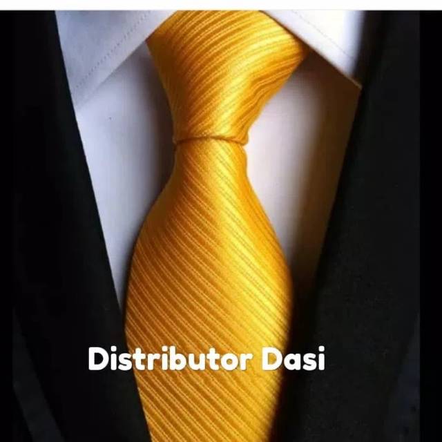 Dasi pria kuning golden salur garis 3 inch 8 cm polyester premium ready stok