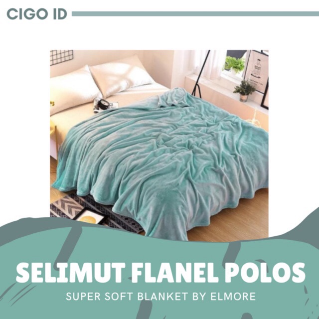 SELIMUT FLANNEL POLOS BY ELMORE PREMIUM BULU HALUS 220x200 &amp; 180x200