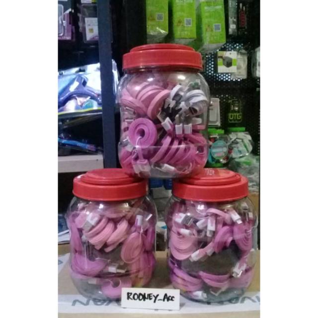 KABEL GEPENG DATA DAN CHARGE MICRO TOPLES/KABEL TOPLES MICRO 1m GROSIR/KABEL PUDING DATA USB MURAH