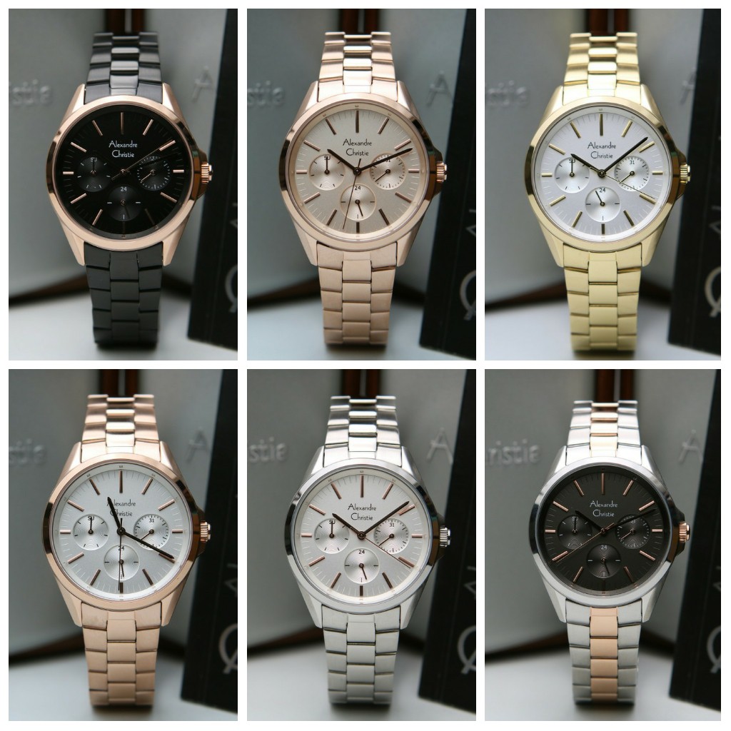 JAM TANGAN WANITA ALEXANDRE CHRISTIE AC 2890 AC2890 BLACK ROSEGOLD ORIGINAL