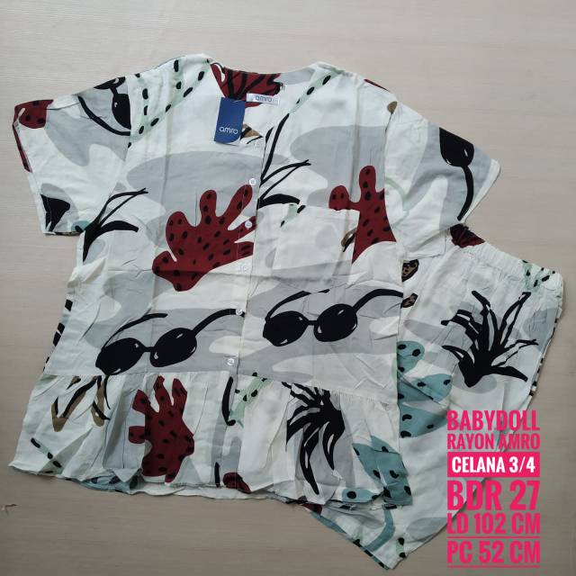 *Setelan Rayon AMRO Lengan Pendek Celana 3/4 (BDR)