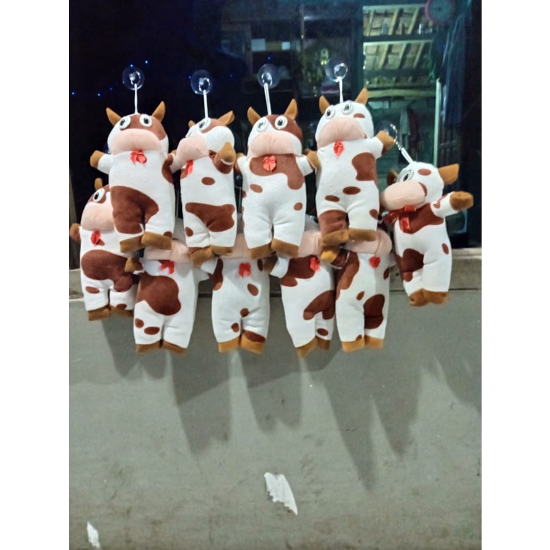 boneka tempean kaca mobil karakter sapi isi 10pcs / boneka tempelan / boneka murah / gratis tempelan kaca / boneka hiasan kaca mobil