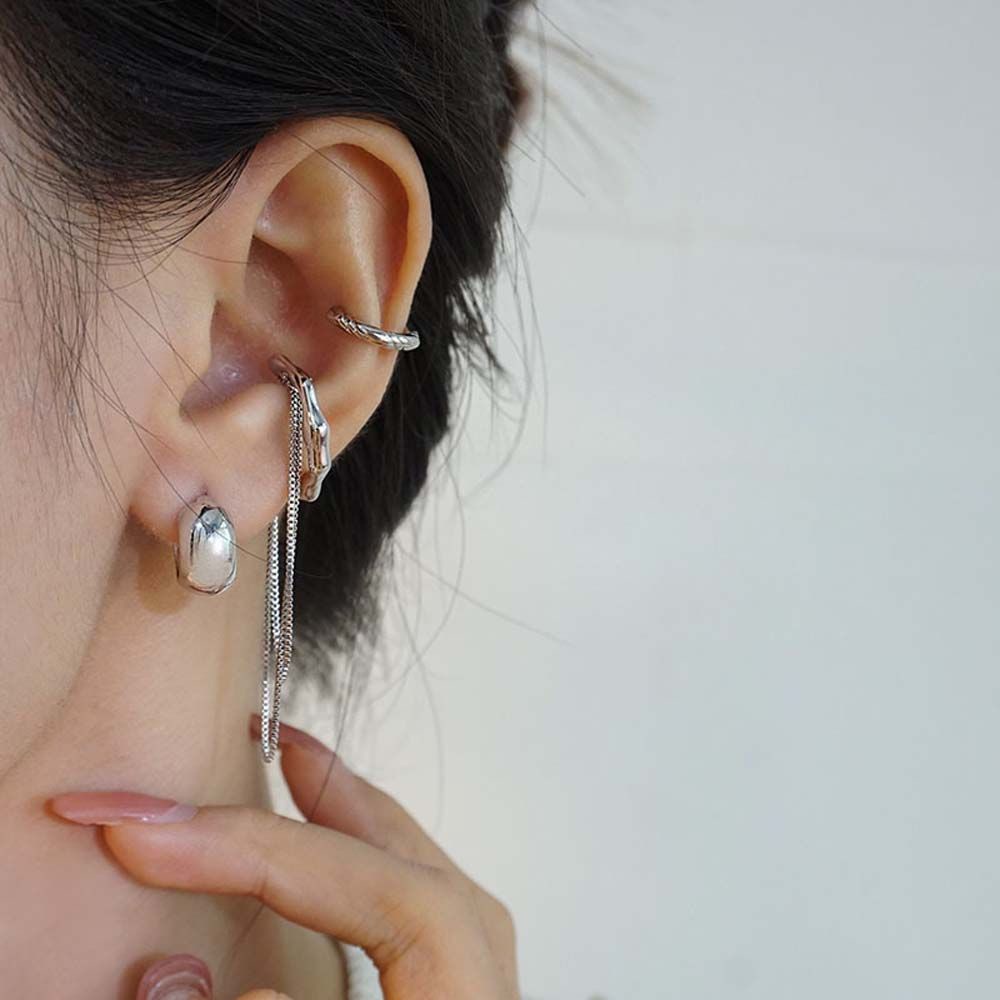 Needway  4Pcs/Set Hoop Earrings Punk Fashion Jewelry Earrings Set Women Chain Tassel Metal Korea Hip Hop Ear Cuff/Multicolor