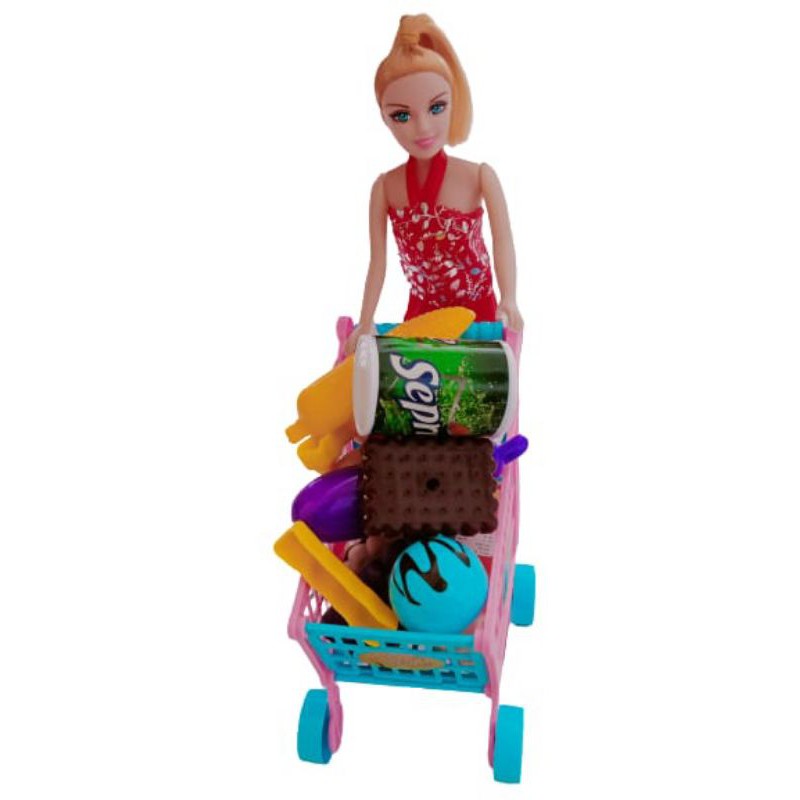 FB 801 - MAINAN TROLLY SUPERMARKET BARBIE FB801 / FUN SHOPPING CART