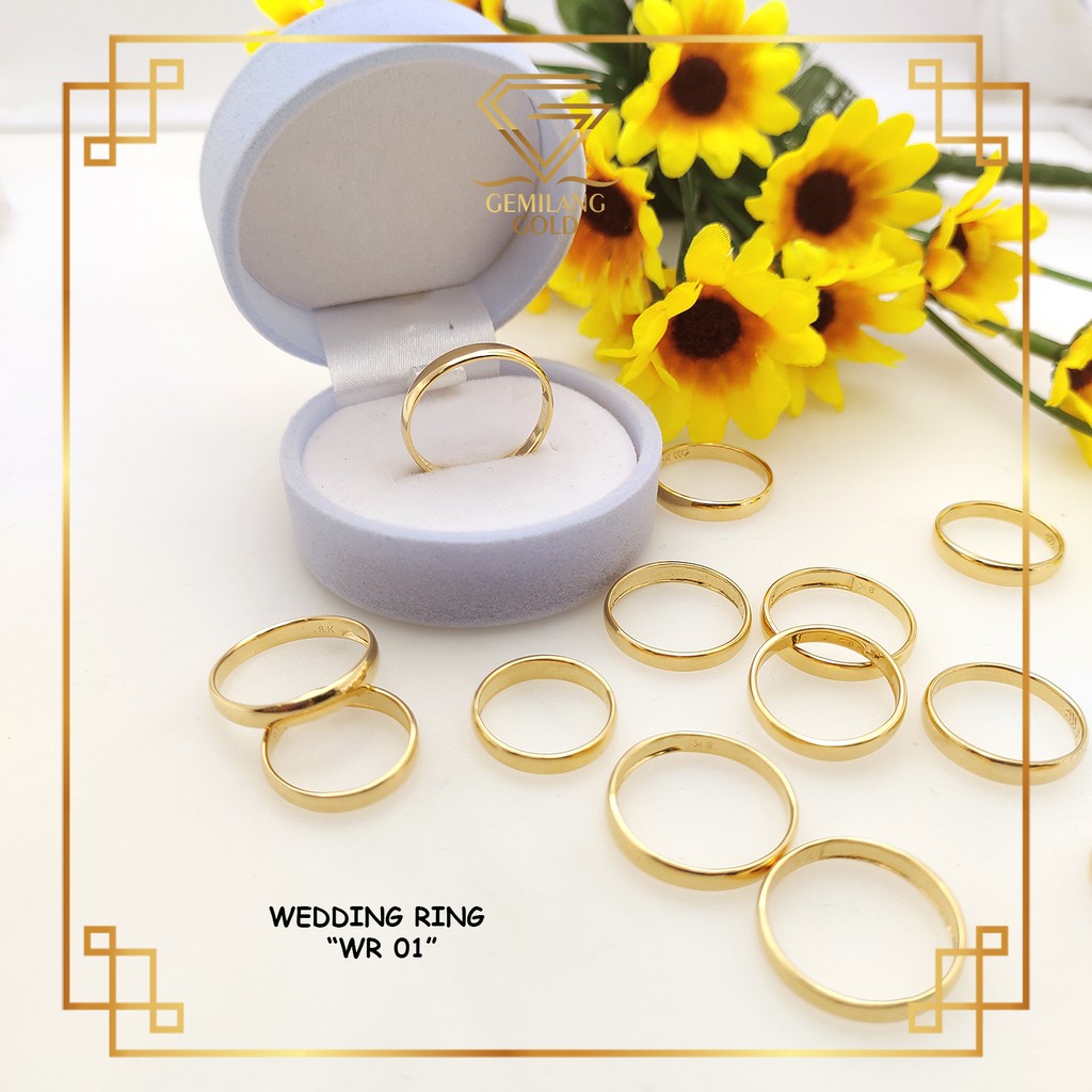 CINCIN KAWIN EMAS ASLI KADAR 375 (8K) & 700 (16K) CINCIN NIKAH SATUAN - SATU PASANG CINCIN COUPLE PO