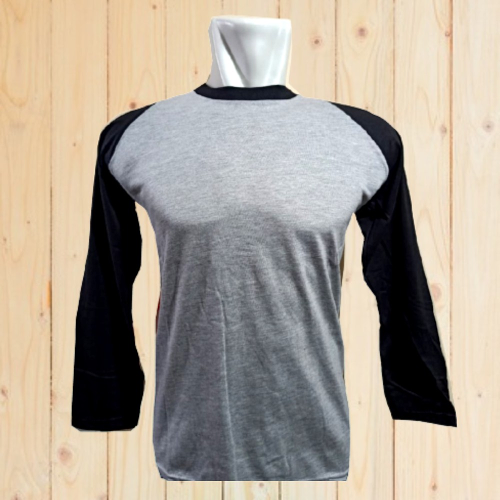 Baju Raglan Polos Abu (hitam) Pria/Wanita Lengan Panjang