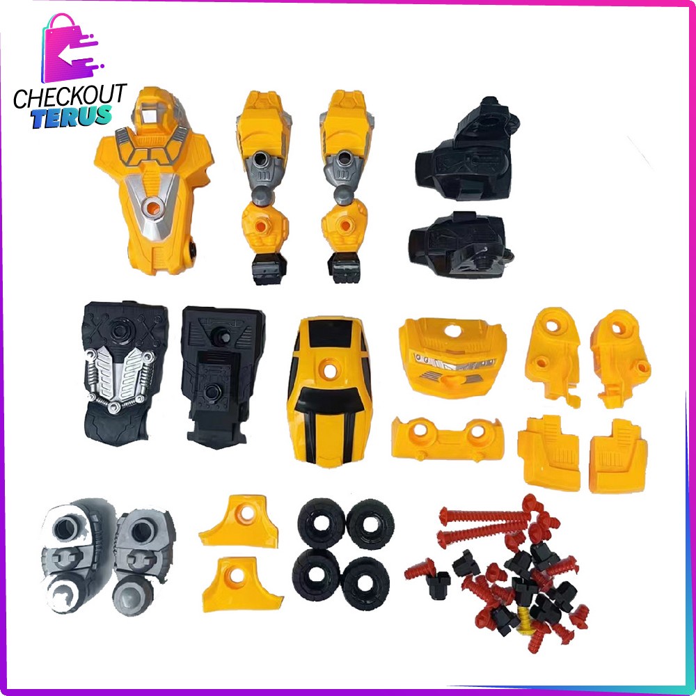 CT M214 Mainan Robot Deformation 2IN1 DIY Puzzle  Anak Laki Laki Mainan Mobil Mobilan Mainan Bongkar Pasang Dengan Obeng Listrik Robot Toys