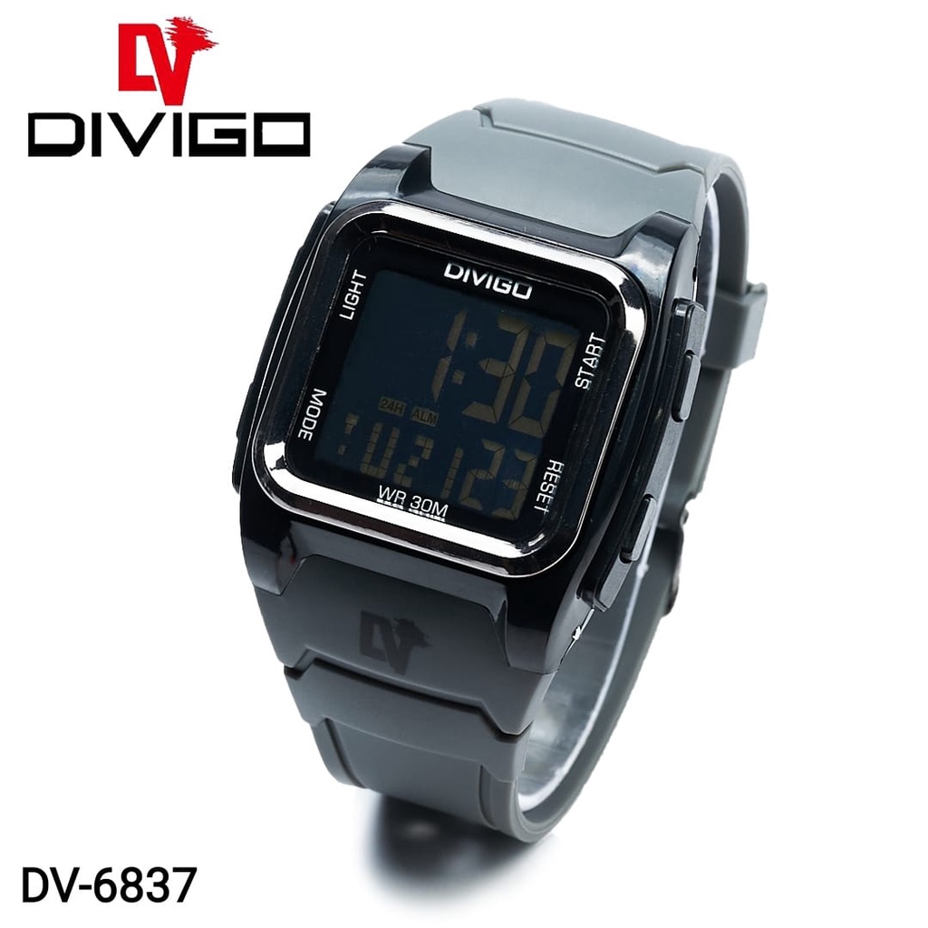 Jam Tangan Pria Digital DIVIGO DV-6837 Man / Jam Tangan Digital LED Original Water Resistant 3ATM