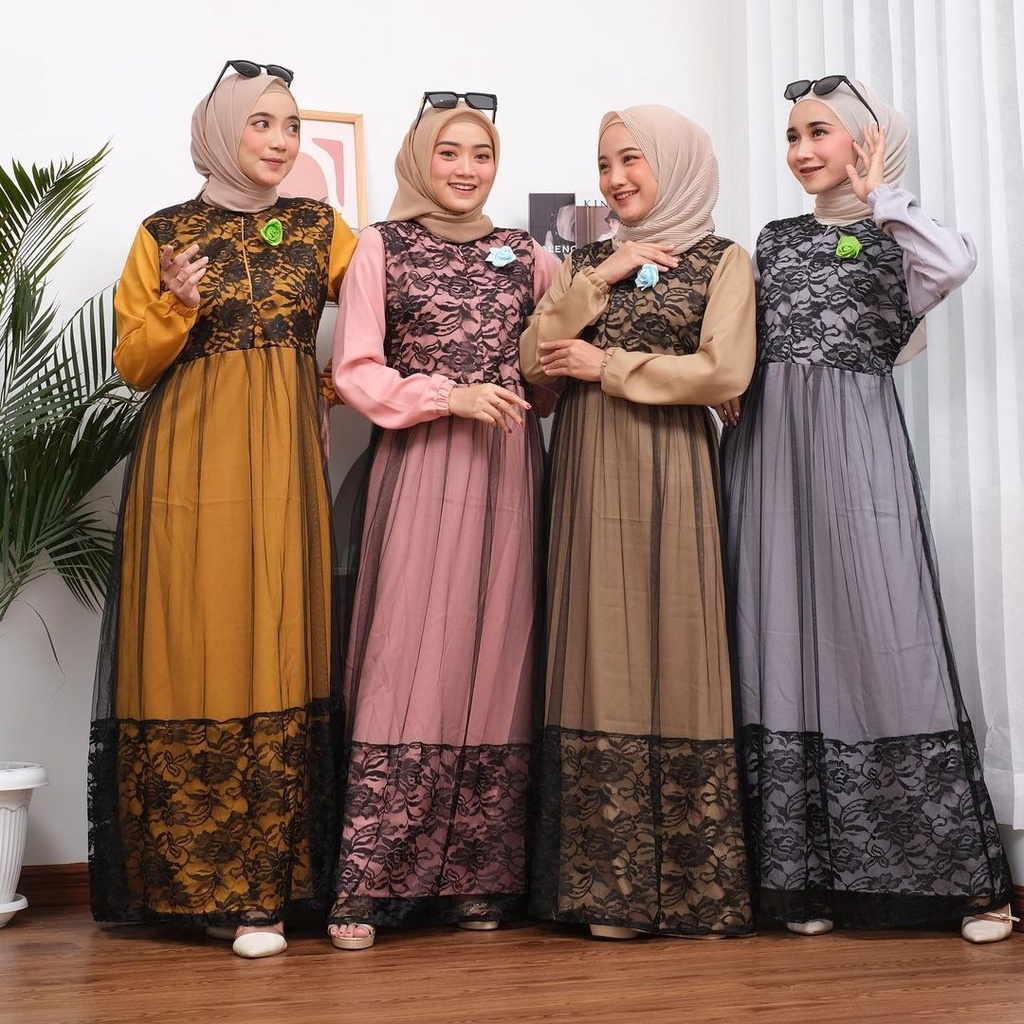 CORDY DRESS BRUKAT - DRESS BRUKAT TILE - DRESS MAXI PESTA- DRESS KONDANGAN LEBARAN - ORIGINAL PICT BY PRQUEEN