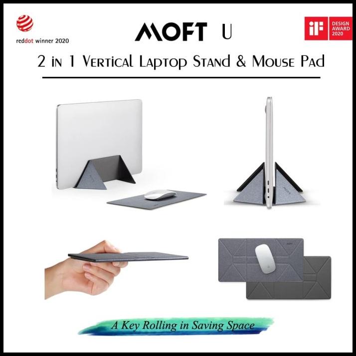 Moft U : 2-In-1 Vertical Laptop Stand &amp; Mousepad