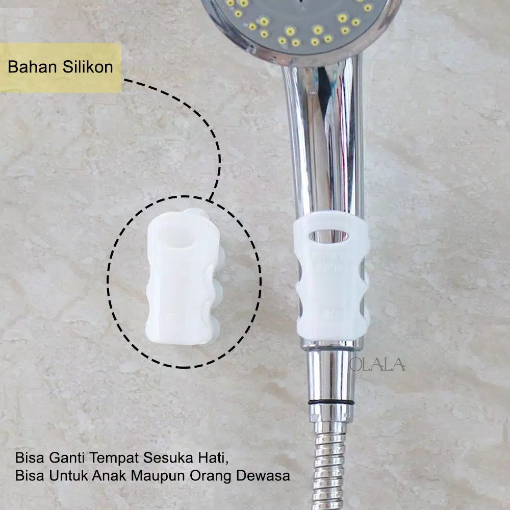 Tempelan gantungan  holder gagang shower selang kran air silicon