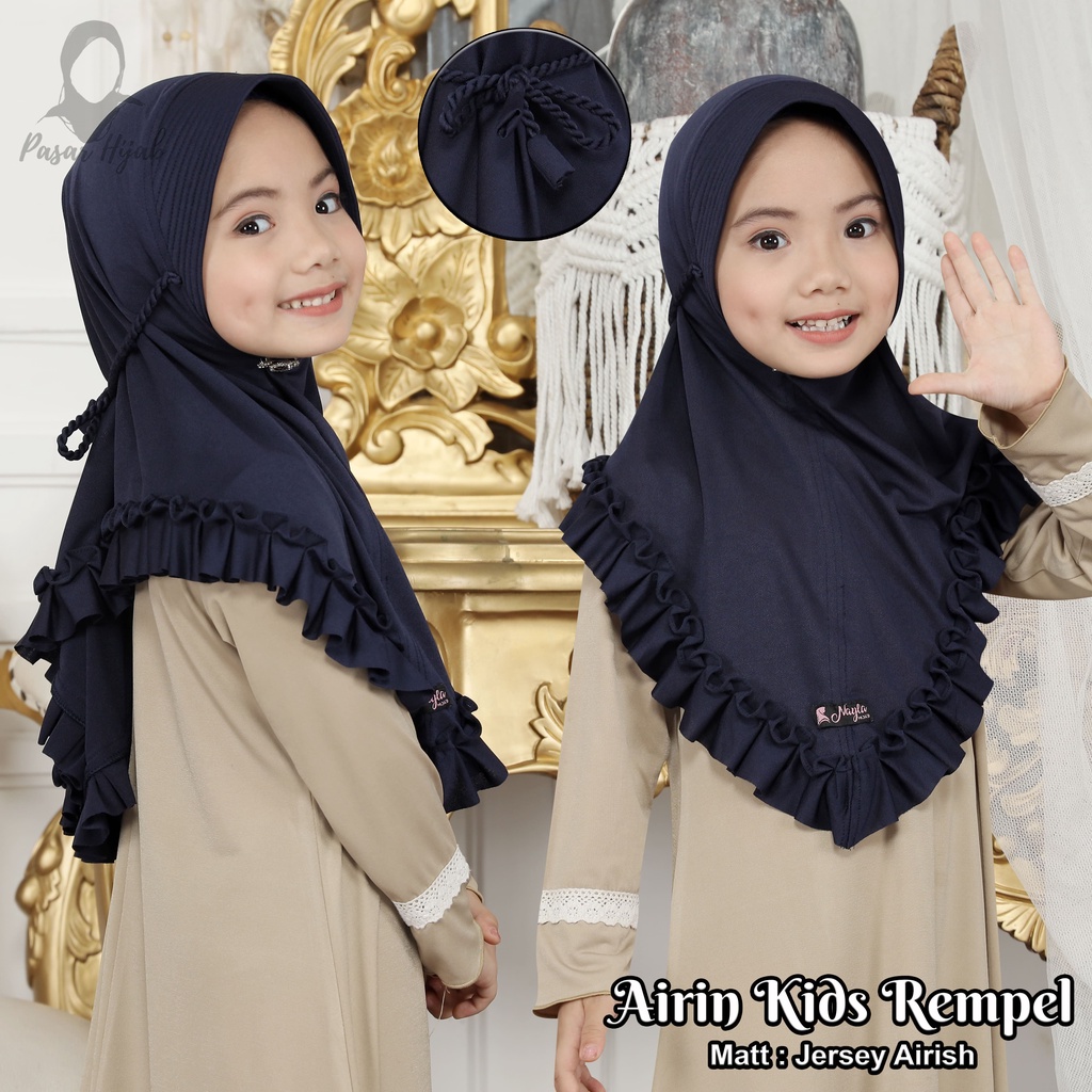 Kerudung Anak Tali Kepang Airin Kids Rempel Hijab Anak Jersey Airis Pasar Hija'b