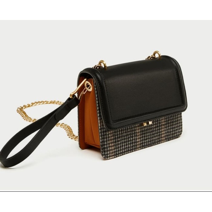 Tas ZARA contrasting crossbody original 2 tone Terlaris