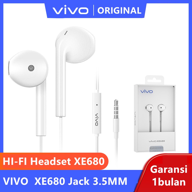 VIVO HEADSET XE680 XE160 ORIGINAL SUPPORT SEMUA VIVO Hi-Fi Earphone XE680 XE160 3.5MM Type C