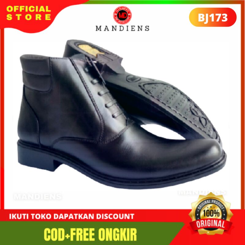 Mandiens - SJ173 Sepatu Boots Kulit Asli PDH TNI POLRI Original Medali Export Quality