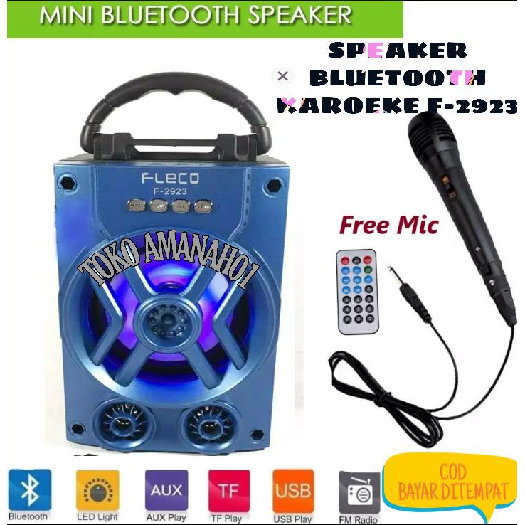 Speaker Karaoke F2923 Bonus Mic/Speaker Bluetooth Karaoke F2923 Bonus Mic + Remote/Speaker Portable
