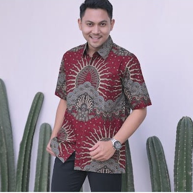 Baju Pakaian Batik Pria Lengan Pendek Kemeja Seragam batik solo Premium Jawa Modern