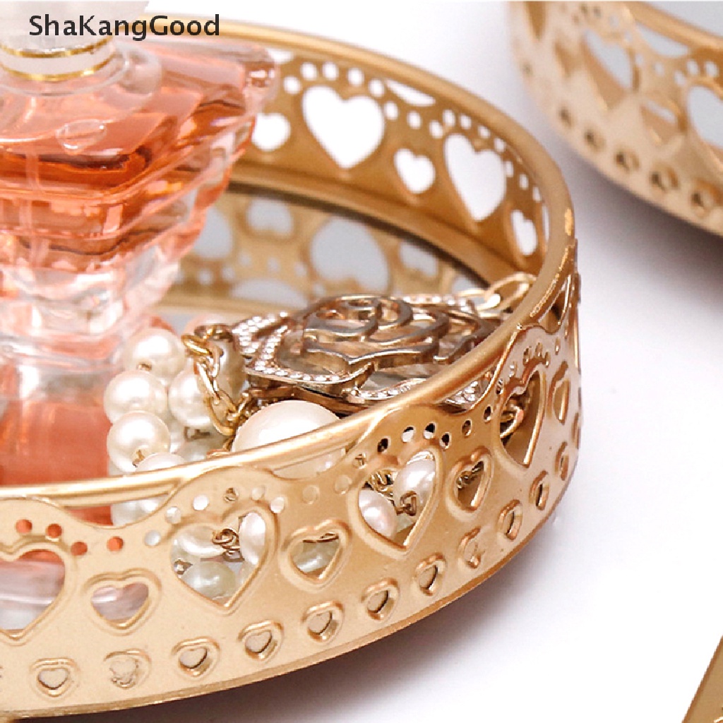 Baki Penyimpanan Perhiasan / Kosmetik Dengan Cermin Bahan Kaca