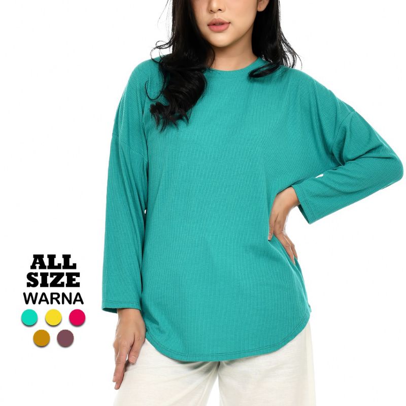 Kaos Batwing Rajut Lengan Panjang Polos Wanita Atasan Phenomenal