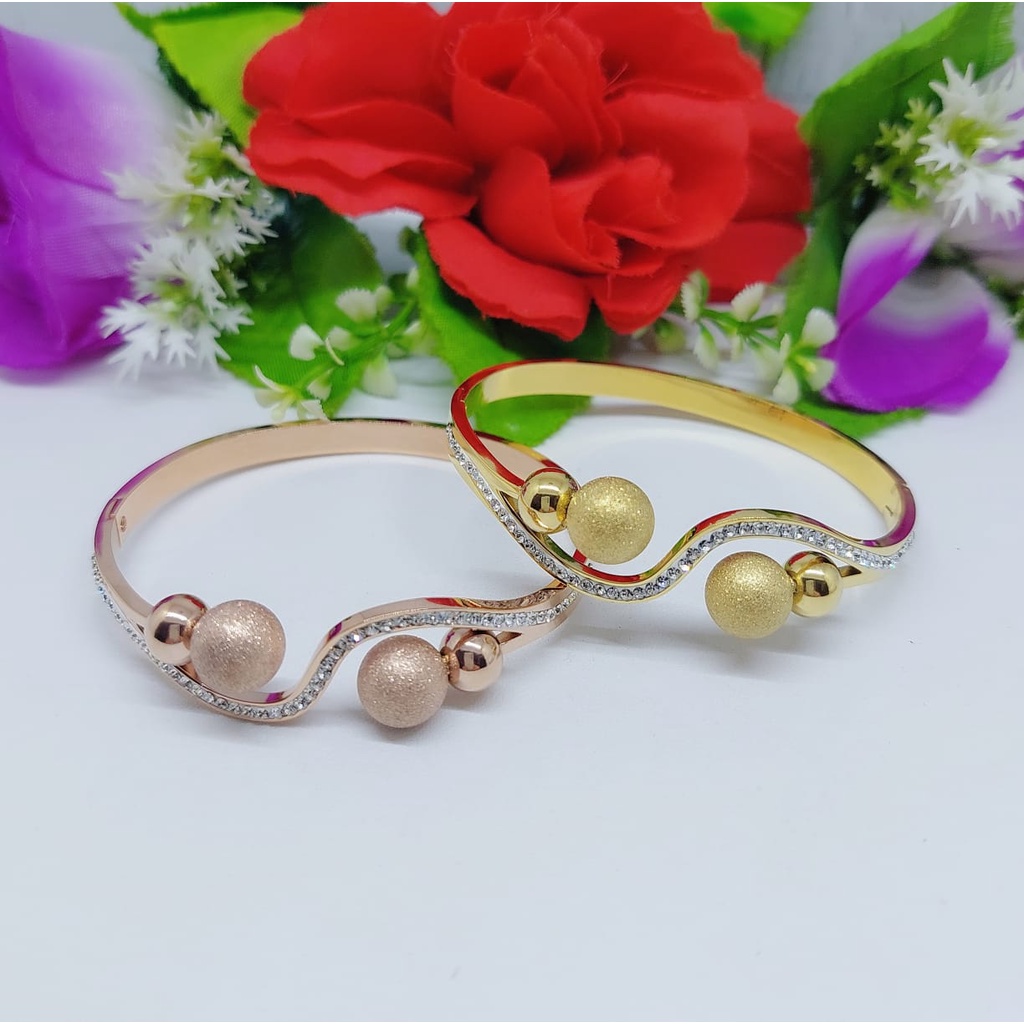 Set titanium gelang dan cincin Perhiasn