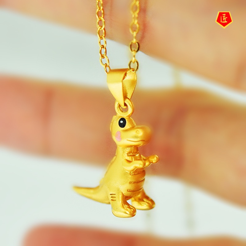 [Ready Stock]Cute Dinosaur Gold Pendant Cartoon Women Rex Animal Accessories