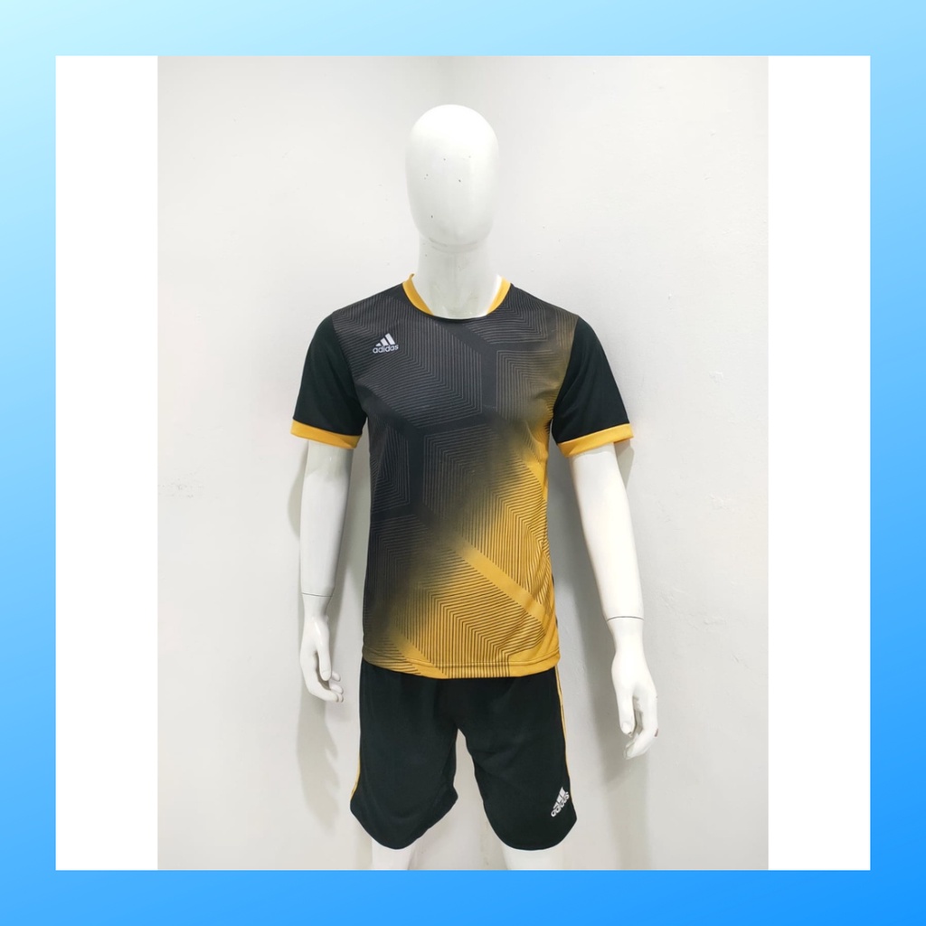 jersey futsal pria kaos sepak bola baju dan celana setelan wanita dewasa t-shirt outfit seragam jarsey kostum olahraga pakaian apparel print sport jersy soccer casual jersi suit AD166 gold