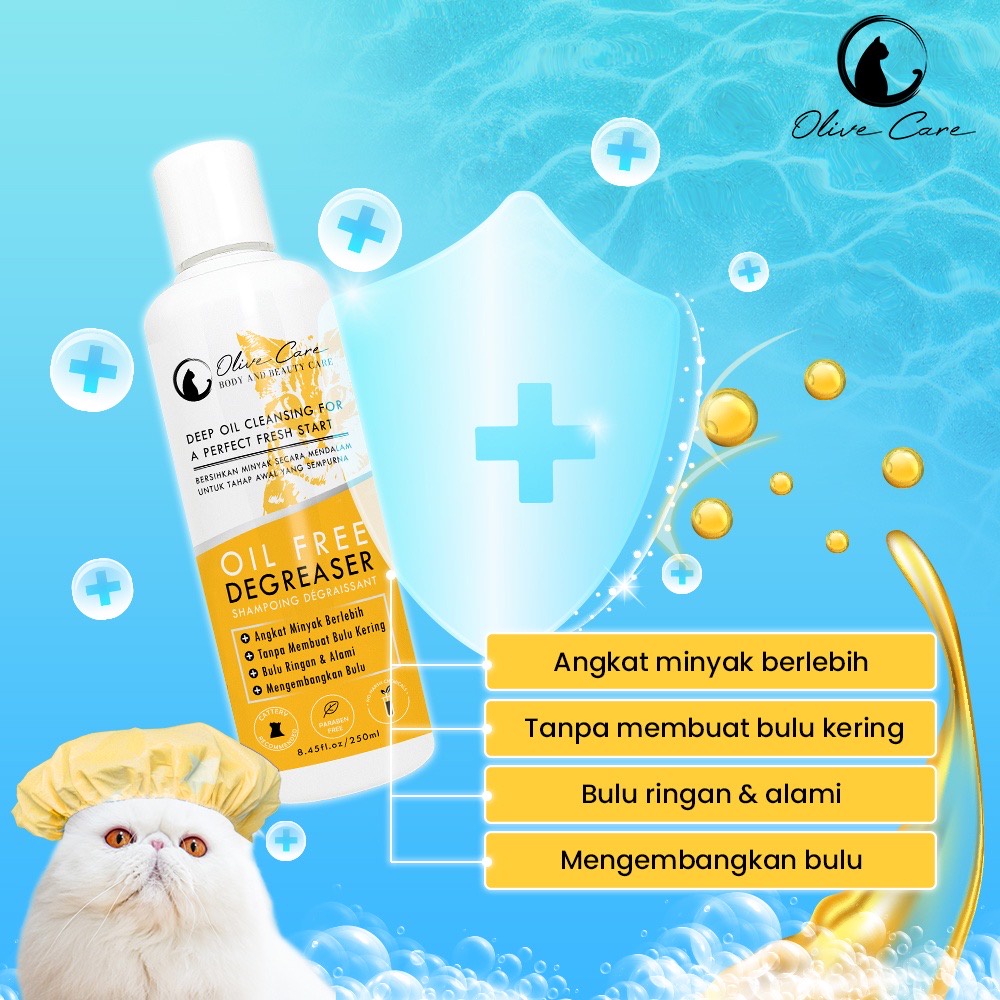 OLIVE CARE DEGREASER - Shampo Kucing Oil Free Anti Rontok Bulu Berminyak Cat Shampoo