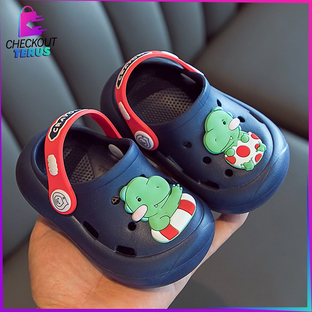 CT S39 Sandal Sepatu Anak Dengan Tali Belakang Bahan EVA Motif Dinosaurus Lucu Anti Slip Waterpoof Import Cute Slipper Baby Gemoy