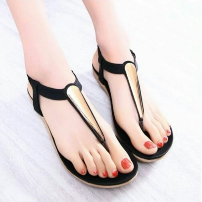 Sandal Teplek Wanita Tali KARET TAN