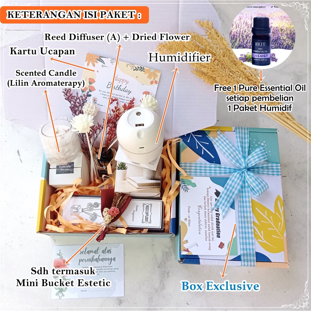 

Kado Ulang Tahun / Wisuda / Kado Pernikahan Wedding Hampers / Kado Wisuda / Hadiah Ulang Tahun Premium Paket Humidif Reborn