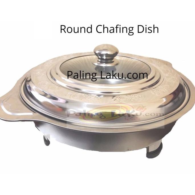 Prasmanan Bulat/ Round Chafing Dish+ Tutup kaca