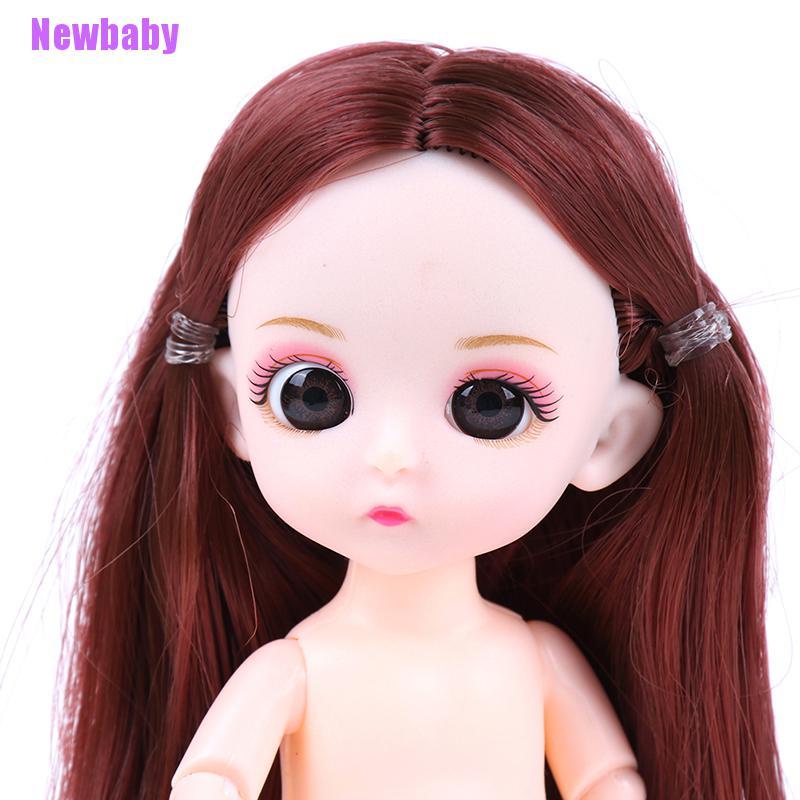 (Newbaby) Mainan Boneka Bayi Mini 13 Dengan Rambut Pink / Silver Ukuran 16cm Naked