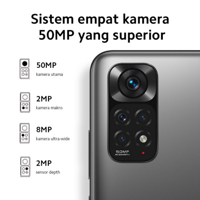 HP Terbaru Xiaomi Redmi Note 11 6/128 Ram 6GB Rom internal 128GB - New Original Garansi Resmi TAM - Snapdragon 680 Display AMOLED - Warna Grey Black Blue White Hitam Biru Langit Tua Putih - 4/128 6 4 128 GB 4GB - Promo Murah-2