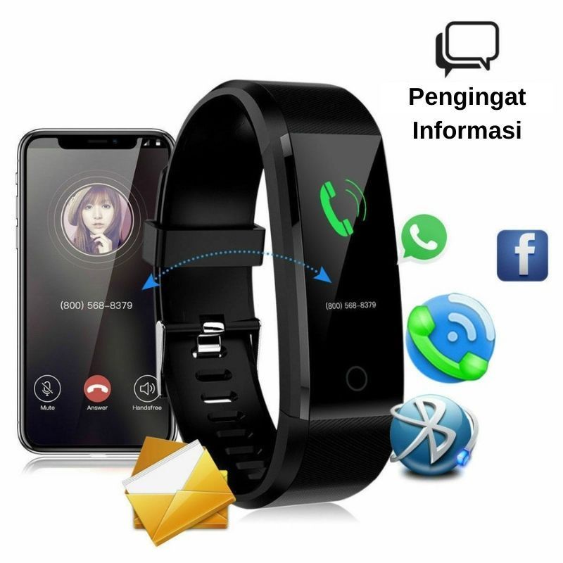 Jam Tangan Sprot Olahraga Smartband Sporty 115 Plus Pro Jam Tangan Sport Detak Jantung