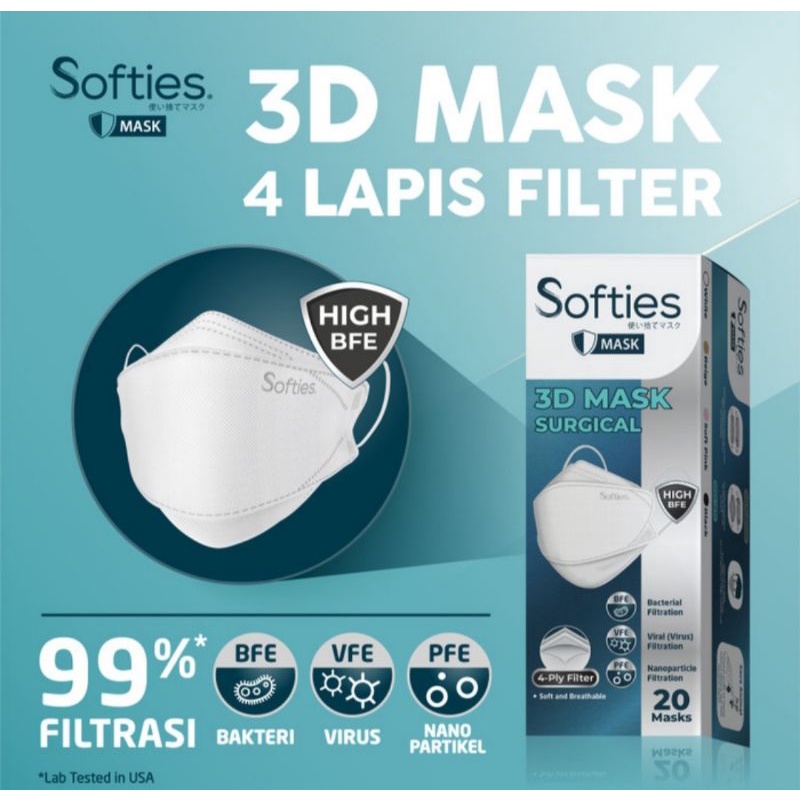 Softies 3D Surgical Mask 4 ply  isi 20 bh