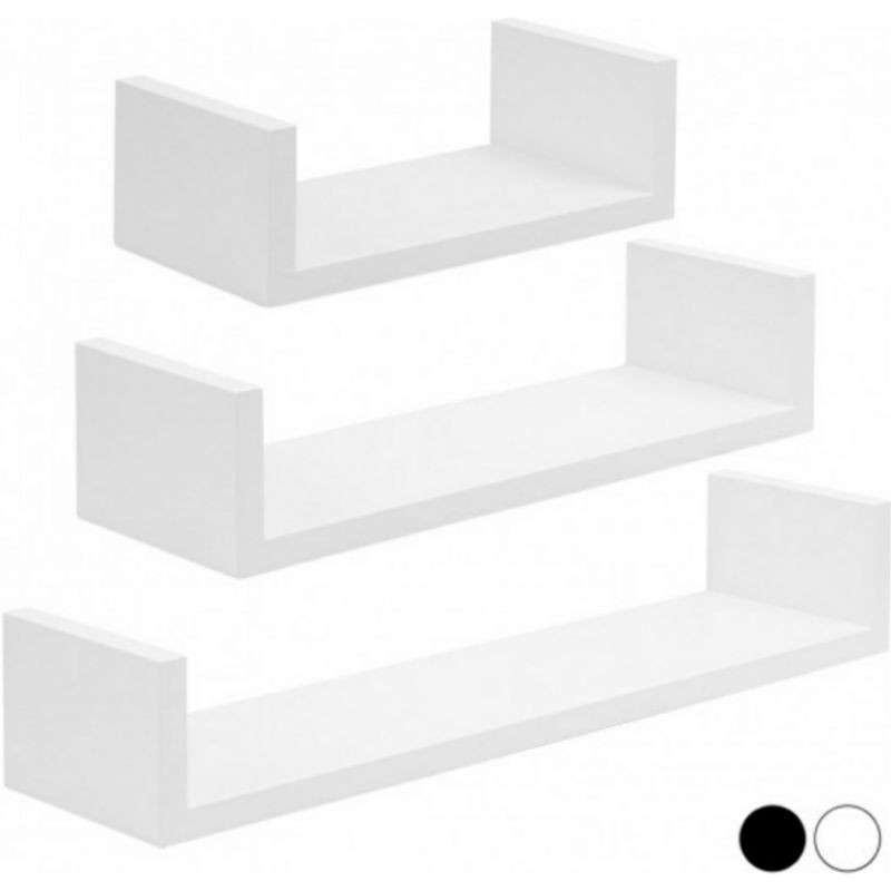 SET OF 3 FLOATING WALL SHELF SHELVES WHITE COLOUR