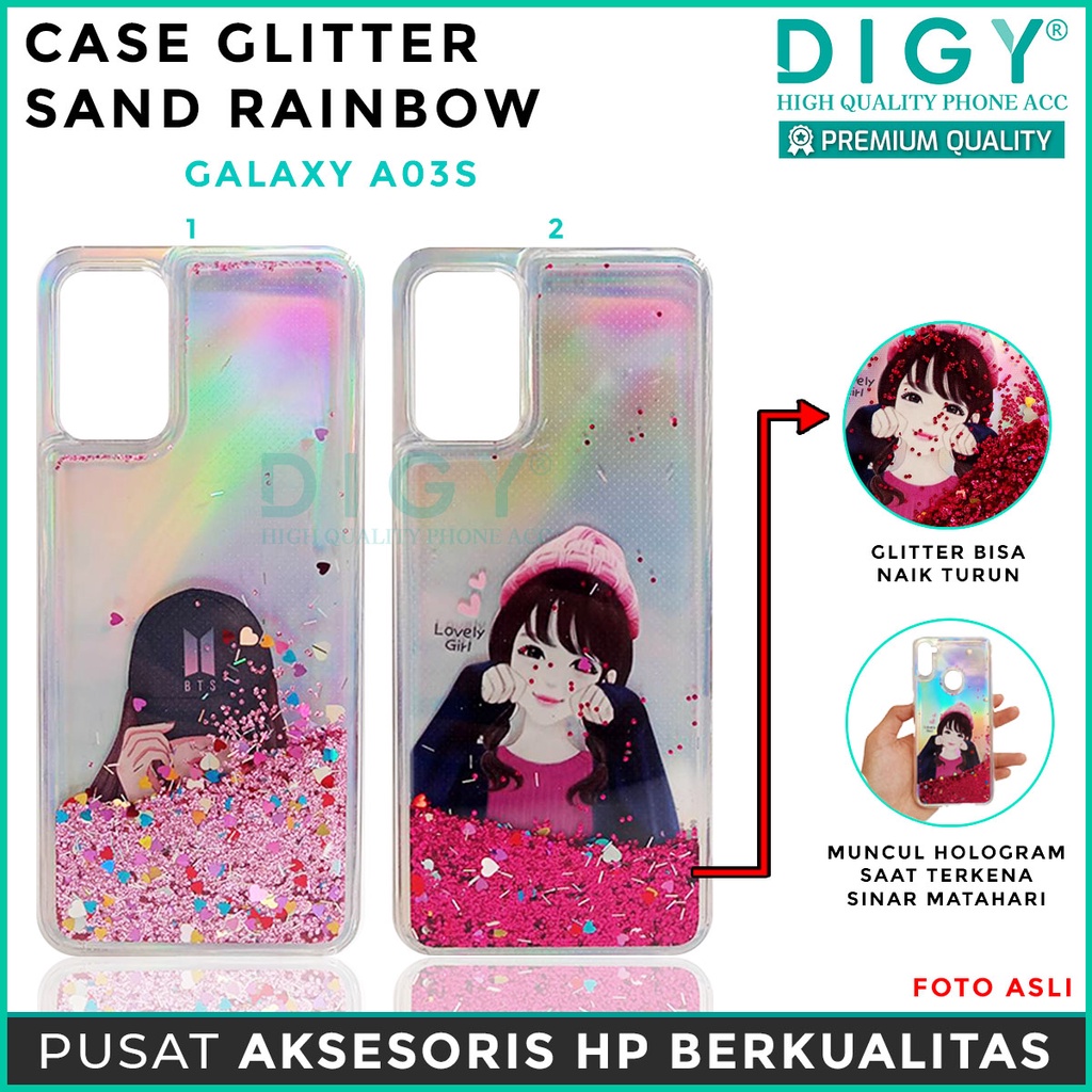 Case Samsung A01 CORE A11 M11  J2 PRIME OPPO A1K C2 A52 A5 Glitter Liquid Quicksand Motif Cewe BTS