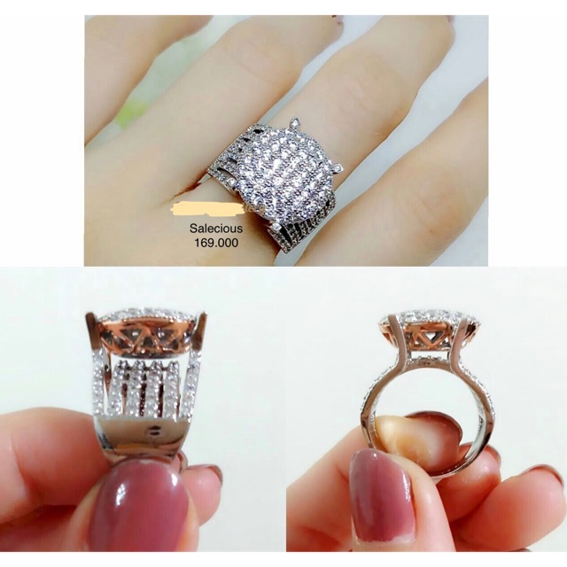 Cincin perhiasan Lapis emas luxury dengan zircon italy asli
