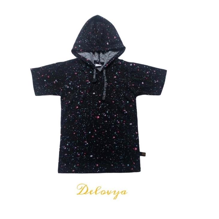 Barang Pilihan.. KAOS PRINT ANAK HOODIE GALAXY DELOVYA 2- 12 TAHUN