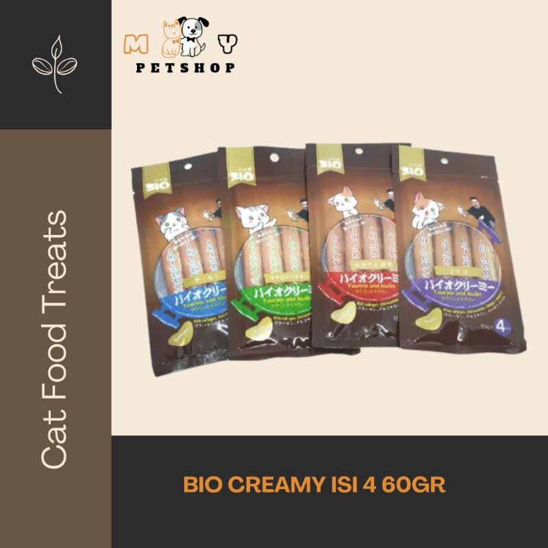 BIO CREAMY TREATS SNACK CEMILAN KUCING BASAH 60GR ISI 4